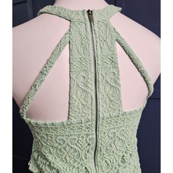 Alya Francesca's Mint Green Lace Overlay Sleeveless Halter Dress sz XS - Picture 2 of 6